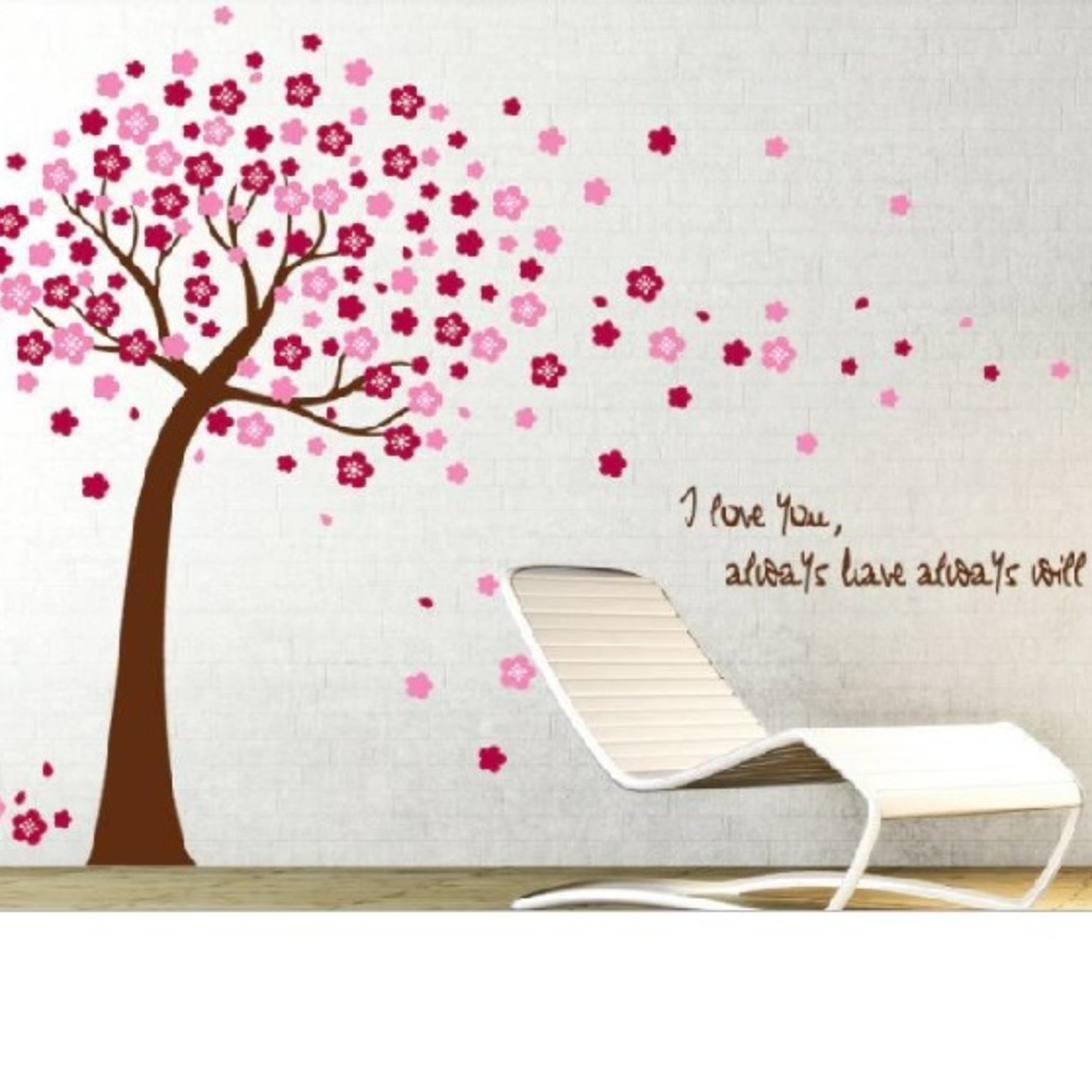 Beautiful Pink Cherry Tree Wall Art Decal - living